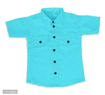 Stylish Sky Blue Cotton Half Sleeve Shirt For Boys