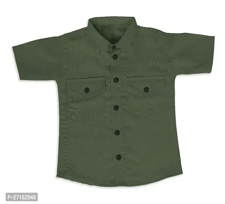 Stylish Bottle Green Cotton Half Sleeve Shirt For Boys