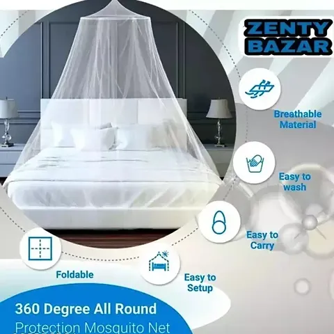 ONKAR Round Ceiling Hanging Mosquito Net, Polycotton Mosquito Net for Double Bed, Suitable for King Size Bed, Size 7x7ft, (Assorted Colours) *