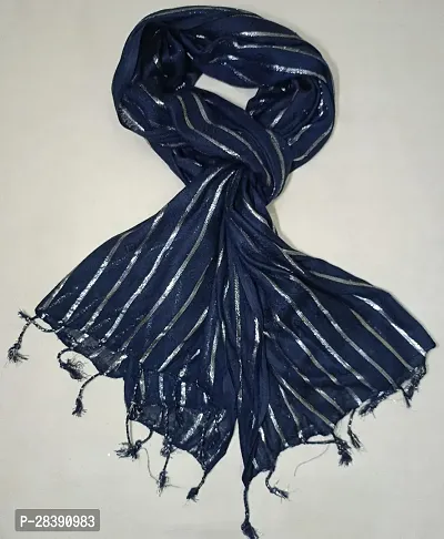 Elite Navy Blue Twill Striped Stoles For Women-thumb0