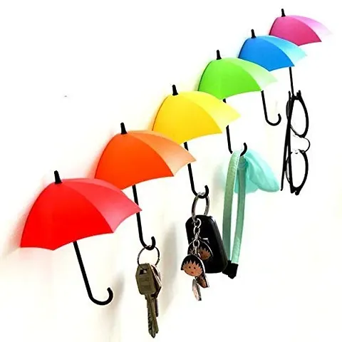 DHYANA MART Umbrella Key Holder for Wall Umbrella Key Stand Key Hat Wall Multipurpose Holder Hanger Hooks Wall Hook 6 Pcs Multi Color
