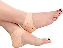 Heel Pad for Heel Pain Heel Socks Anti Crack Silicon Gel Heel And Foot Protector Moisturizing Socks for Foot Care, Pain Relief And Heel Cracks for Men And Women - Beige Free Size (1 pairs)-thumb1