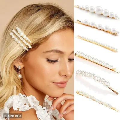 Gold Pearl Bobby Pins For Women Girls Valentines Styling Hair Clip Barrettes Bridal Fashion Butterfly Hair Clamps, Birthday Party, Prom,Daily Wearing,Motherrsquo;s Day Gift Set 6 Pack-thumb0
