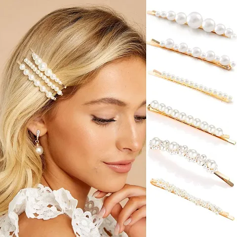 Gold Pearl Bobby Pins For Women Girls Valentines Styling Hair Clip Barrettes Bridal Fashion Butterfly Hair Clamps, Birthday Party, Prom,Daily Wearing,Motherrsquo;s Day Gift Set 6 Pack