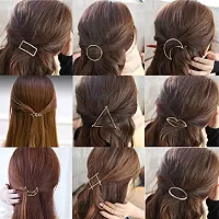 Korean Style Gold Metal Cat Star Circle Shape Geometric Lock Hair Pins Hair Accessories Jewellery for Women And Girls (12 Pcs)-thumb1