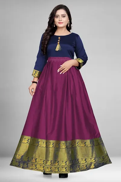 Fancy Banarasi Silk Ethnic Gown For Women