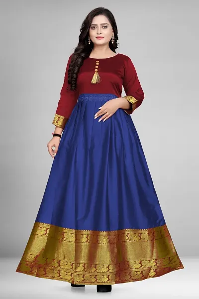 Fancy Banarasi Silk Ethnic Gown For Women