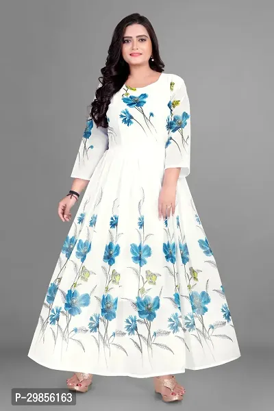 Fancy Georgette Printed Ethnic Gown For Women-thumb0