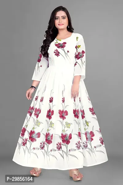 Fancy Georgette Printed Ethnic Gown For Women-thumb0