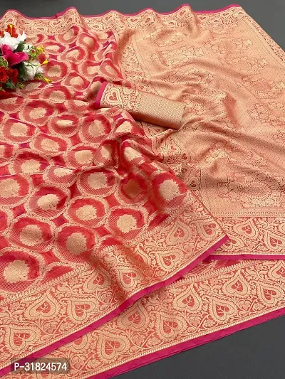 Most Demanded Fency Organza Silk Jacquard Weaving Work Saree-thumb0