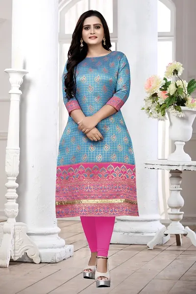 Stylish Silk Jacquard Straight Kurti