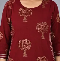 HN Women's Cotton Blend Casual Fully Sttitched A-line Printed Kurti with Attached Skirt-thumb3