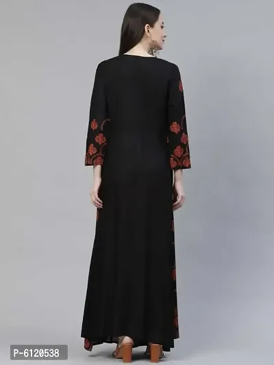Black and Red Ethnic Motifs Ethnic A-Line Maxi Dress-thumb3