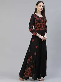 Black and Red Ethnic Motifs Ethnic A-Line Maxi Dress-thumb1
