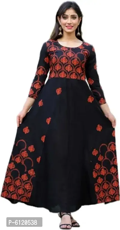 Black and Red Ethnic Motifs Ethnic A-Line Maxi Dress-thumb5
