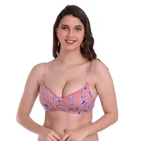 Womens Floral Petal Print Cotton Rich Wire Free Full Cup Padded Regular Bra Pack of 3-thumb4