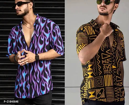 Stylish Multicoloured Lycra Blend Casual Shirt For Men Combo Of 2