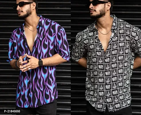 Stylish Multicoloured Lycra Blend Casual Shirt For Men Combo Of 2