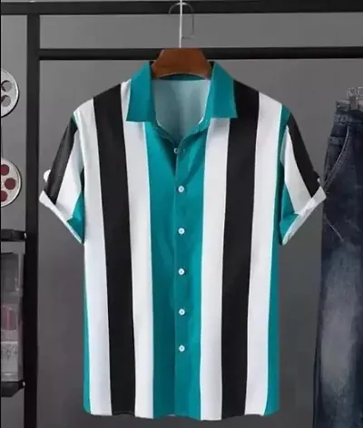 Reliable Blend Striped Short Sleeves Casual Shirt For Men