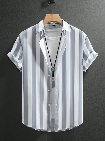 Trendy Striped Regular Fit Short Sleeves Casual Shirt For Men