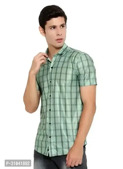 Stylish Green Cotton Blend Casual Shirt For Men-thumb0