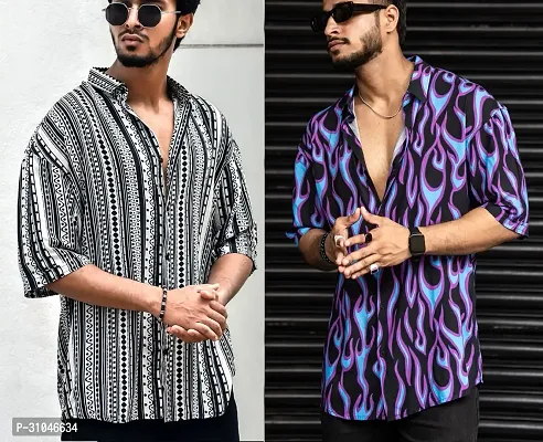 Stylish Multicoloured Lycra Blend Casual Shirt For Men Combo Of 2