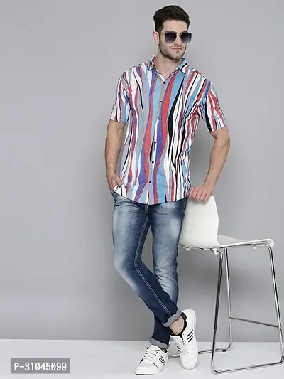 Reliable Multicoloured Cotton Blend Short Sleeves Casual Shirt For Men-thumb0