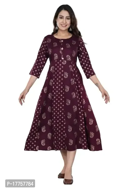 Ashish Print Women's Floral Printed Rayon Anarkali Kurta Gown-thumb0