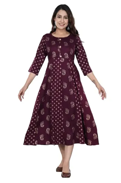 Stylish Rayon Floral Printed Anarkali Kurta