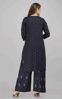 Rayon Black?Gold Printed Polka Dotted Kurti with Gold Printed Plazo and Pink Gold Printed Dupatta-thumb2