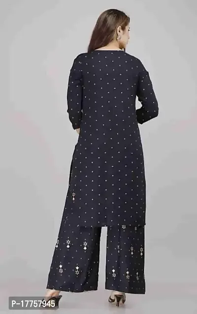 Rayon Black?Gold Printed Polka Dotted Kurti with Gold Printed Plazo and Pink Gold Printed Dupatta-thumb3