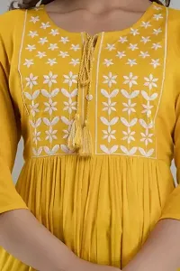 ASHISH'S PRINTSZ Women's Embroidered Rayon Casual Kurti Top (X-Large, Yellow)-thumb4