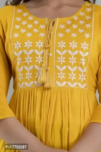 ASHISH'S PRINTSZ Women's Embroidered Rayon Casual Kurti Top (X-Large, Yellow)-thumb5