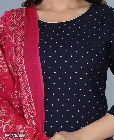 Rayon Blue?Gold Printed Polka Dotted Kurti with Gold Printed Plazo and Pink Gold Printed Dupatta-thumb5