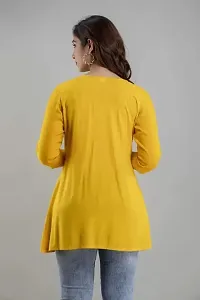 ASHISH'S PRINTSZ Women's Embroidered Rayon Casual Kurti Top (X-Large, Yellow)-thumb1