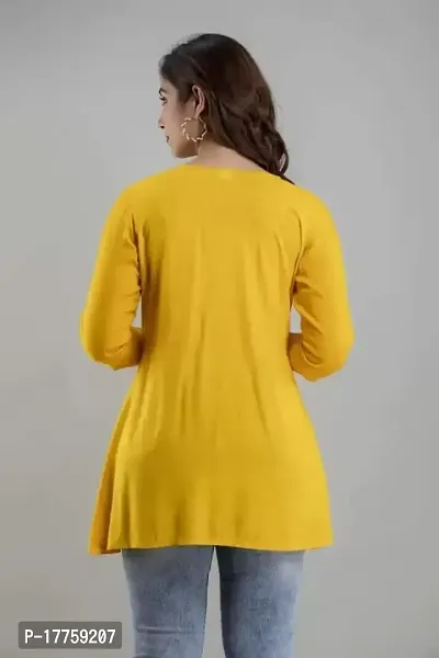 ASHISH'S PRINTSZ Women's Embroidered Rayon Casual Kurti Top (X-Large, Yellow)-thumb2