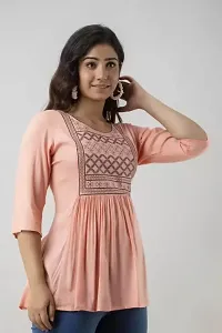 ASHISH'S PRINTSZ Women's Embroidered Rayon Casual Kurti Top (X-Large, Pink)-thumb3