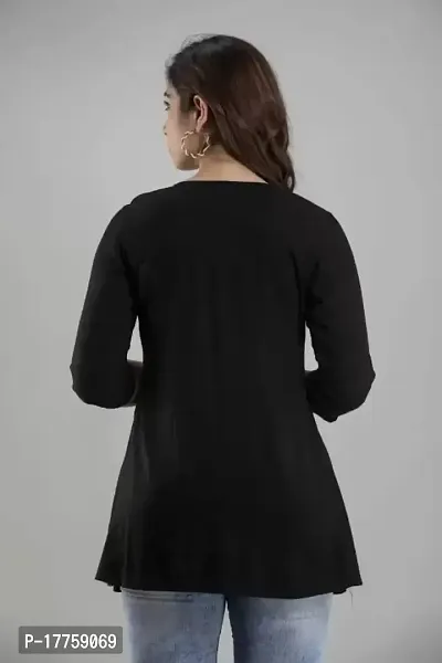 ASHISH'S PRINTSZ Women's Embroidered Rayon Casual Kurti Top (XX-Large, Black)-thumb2