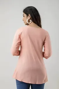 ASHISH'S PRINTSZ Women's Embroidered Rayon Casual Kurti Top (X-Large, Pink)-thumb1