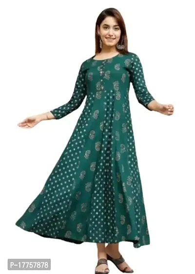 Ashish Print Women's Floral Printed Rayon Anarkali Kurta Gown