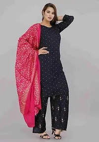 Rayon Black?Gold Printed Polka Dotted Kurti with Gold Printed Plazo and Pink Gold Printed Dupatta-thumb3