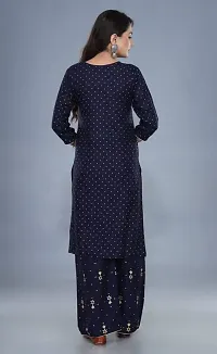 Rayon Blue?Gold Printed Polka Dotted Kurti with Gold Printed Plazo and Pink Gold Printed Dupatta-thumb3