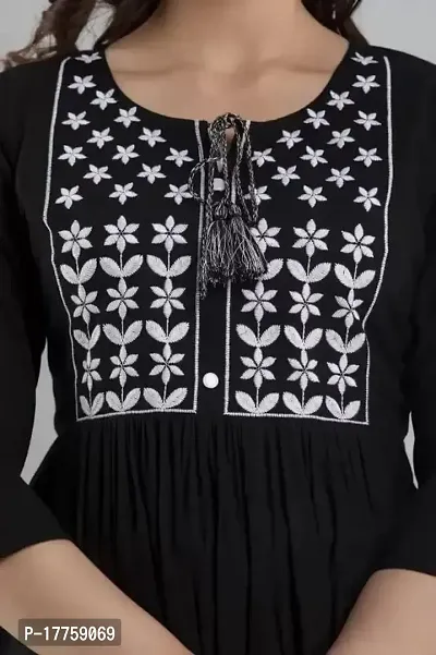 ASHISH'S PRINTSZ Women's Embroidered Rayon Casual Kurti Top (XX-Large, Black)-thumb5