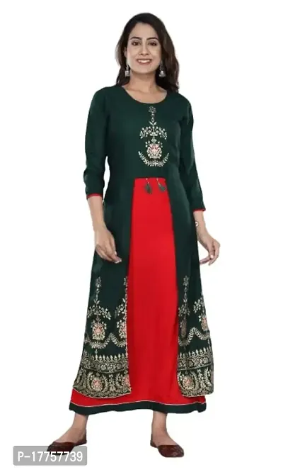 Women's Rayon A-Line Kurta/Block Print Kurti/Women's Kurti/Ethnic Kurti for Women/Casual Wear-thumb0