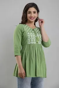 ASHISH'S PRINTSZ Women's Embroidered Rayon Casual Kurti Top (X-Large, Green)-thumb3
