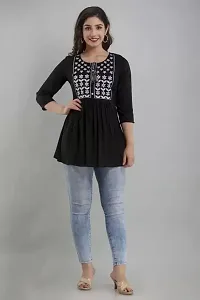 ASHISH'S PRINTSZ Women's Embroidered Rayon Casual Kurti Top (XX-Large, Black)-thumb3
