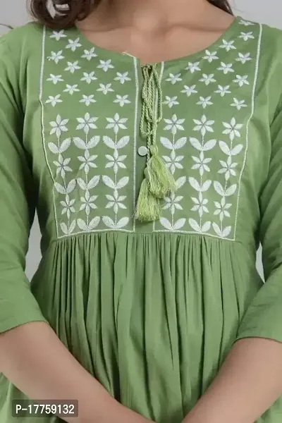 ASHISH'S PRINTSZ Women's Embroidered Rayon Casual Kurti Top (X-Large, Green)-thumb5