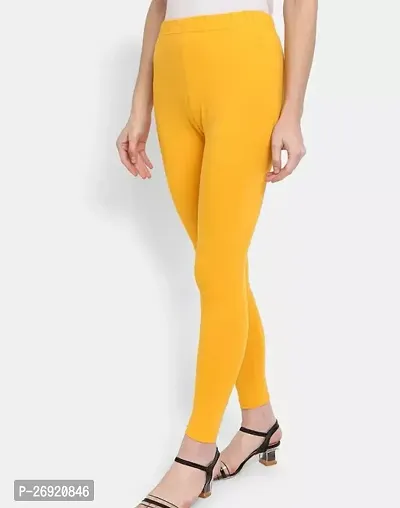 Fabulous Yellow Cotton Solid Leggings For Women-thumb0