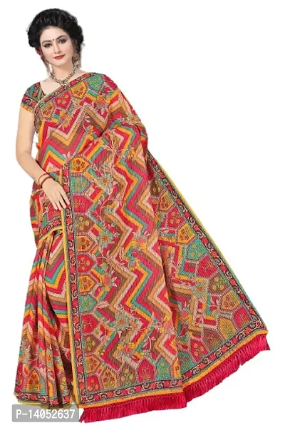 Stylish Georgette Printed Saree With Blouse Piece For Women