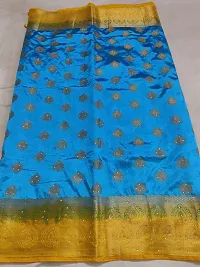 Stylish Blue Art Silk Printed Saree with Blouse piece For Women-thumb1